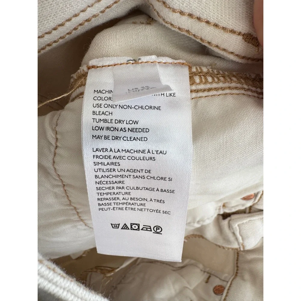 Free People High Rise Raw‎ Hem Straight Leg Jeans Cream Size 28